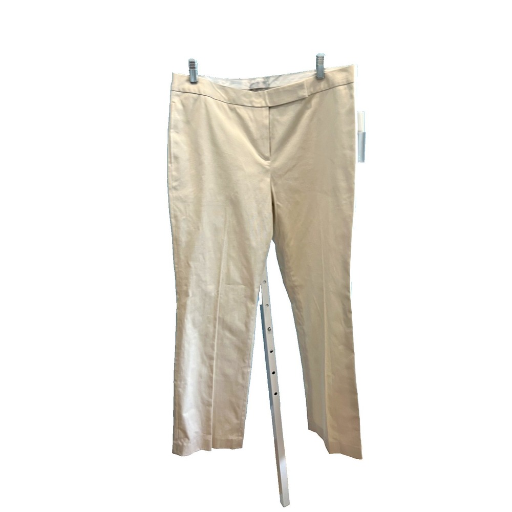 Badgley Mischka 100% linen pants Ivory 14 Coastal Beautifully tailored NWT